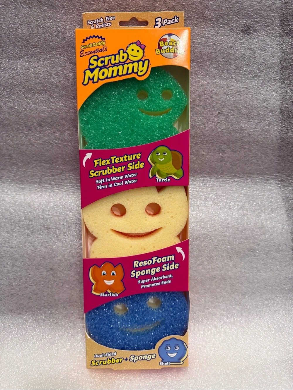 Scrub Mommy 3-Pack Smiley Face Sponges - Green, Yellow, Blue